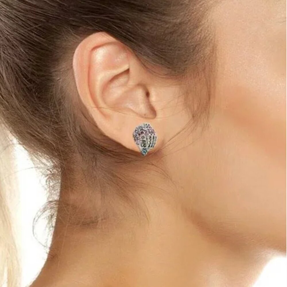 Kurt Geiger London Signature Eagle Rhinestone Stud Earrings Silver Tone - Picture 2 of 4